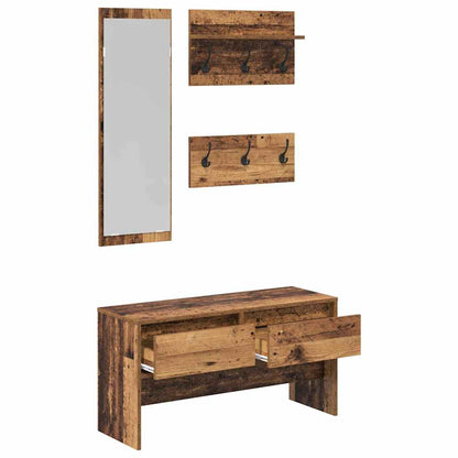 Hallway Furniture Set with Shelf 4 pcs Old Wood Engineered Wood