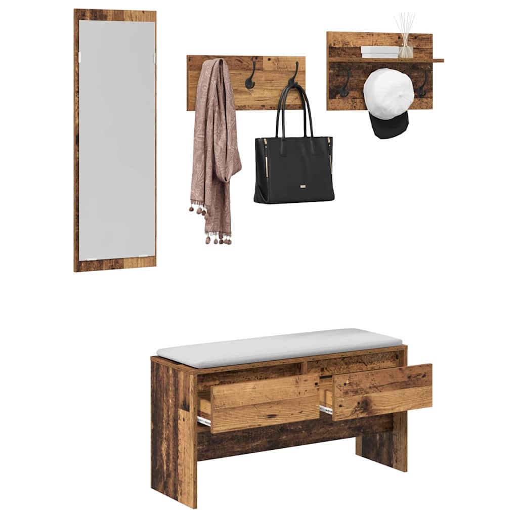 Hallway Furniture Set with Shelf 4 pcs Old Wood Engineered Wood