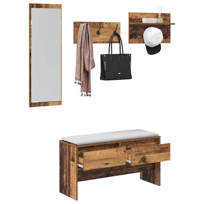 Hallway Furniture Set with Shelf 4 pcs Old Wood Engineered Wood