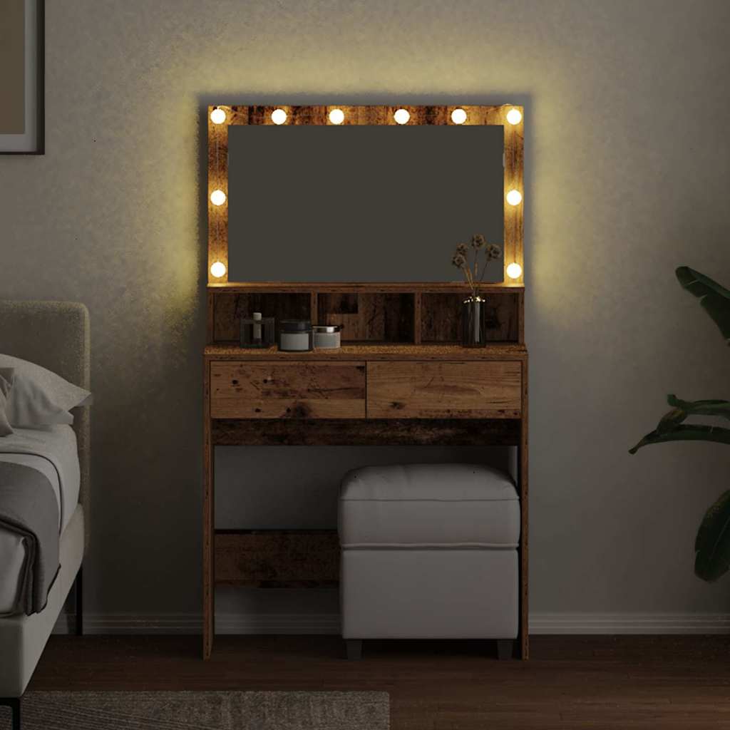 Dressing Table Old Wood 80 x 41 x 134.5 cm Engineered Wood