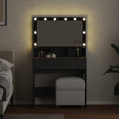 Dressing Table Black Oak 80 x 41 x 134.5 cm Engineered Wood
