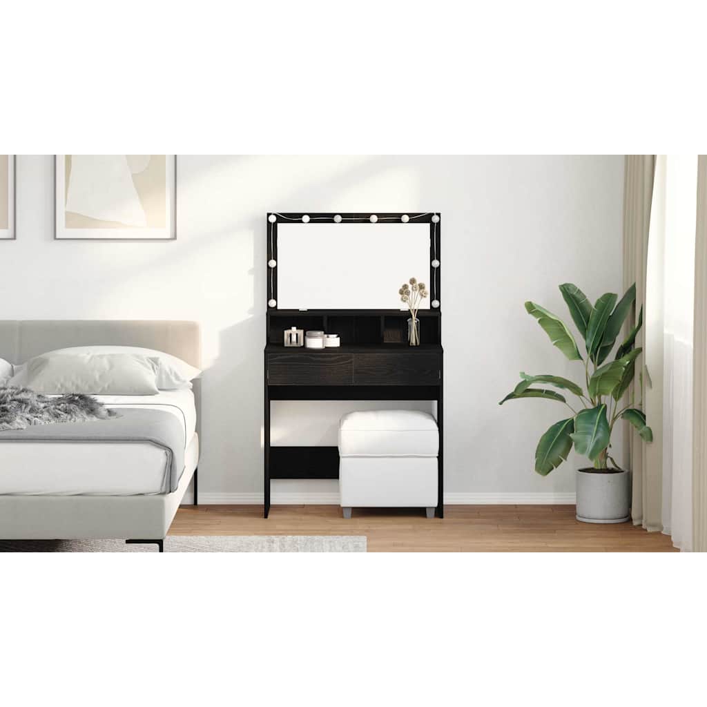 Dressing Table Black Oak 80 x 41 x 134.5 cm Engineered Wood