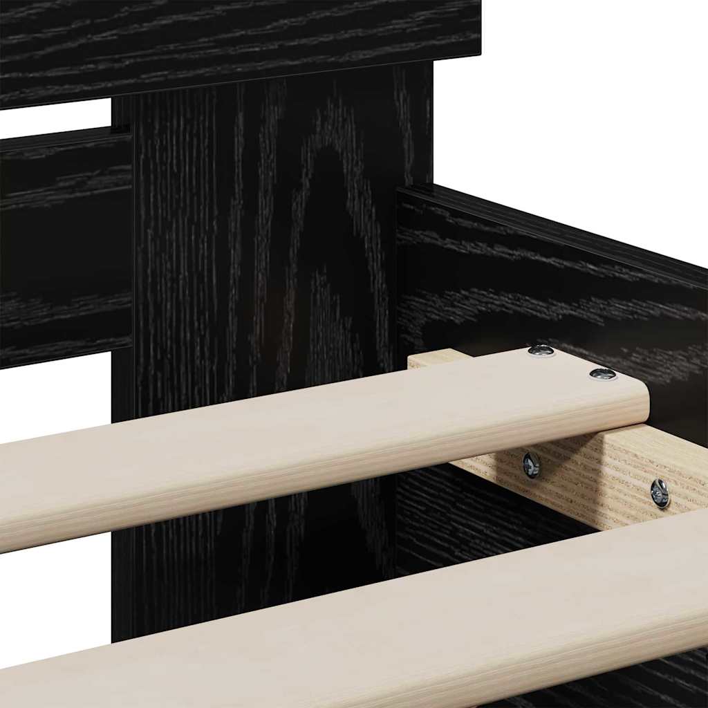 Bed Frame with Headboard Black Oak 90 x 200 cm Engineered Wood