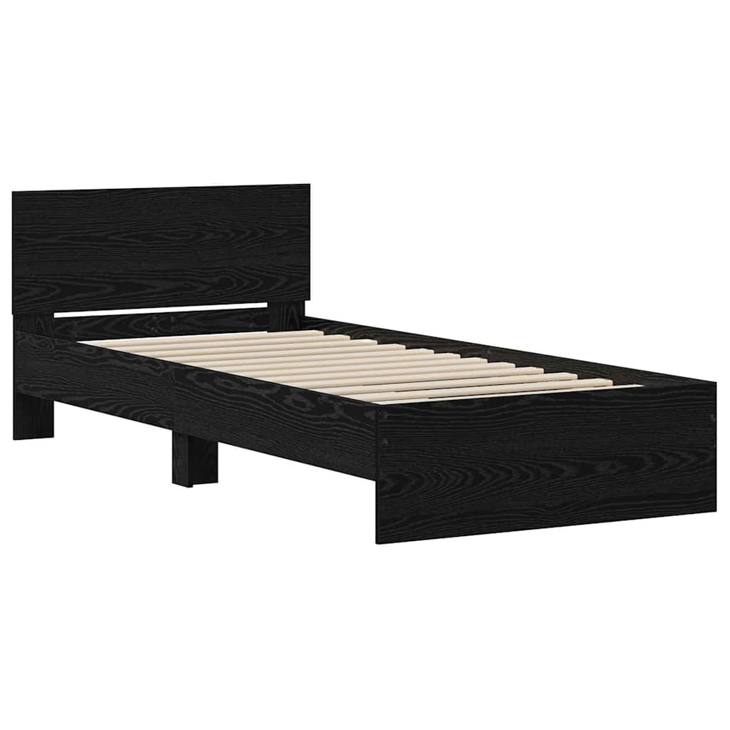 Bed Frame with Headboard Black Oak 90 x 200 cm Engineered Wood