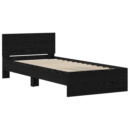Bed Frame with Headboard Black Oak 90 x 200 cm Engineered Wood