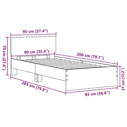 Bed Frame with Headboard Black Oak 90 x 200 cm Engineered Wood