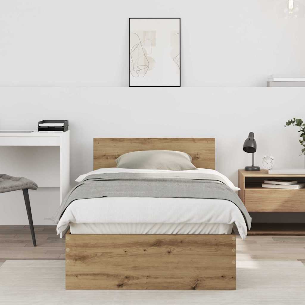 Bed Frame Artisan Oak 90 x 190 cm Engineered Wood