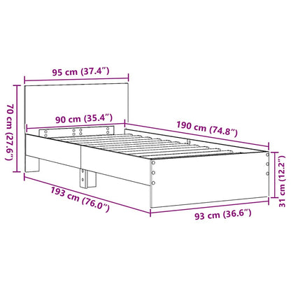 Bed Frame Artisan Oak 90 x 190 cm Engineered Wood