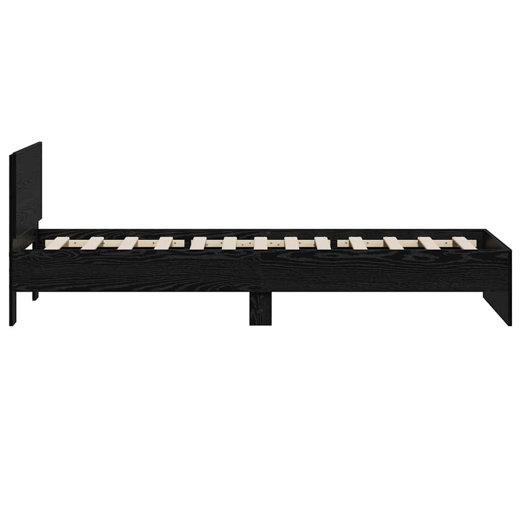 Bed Frame with Headboard Black Oak 90 x 190 cm Engineered Wood