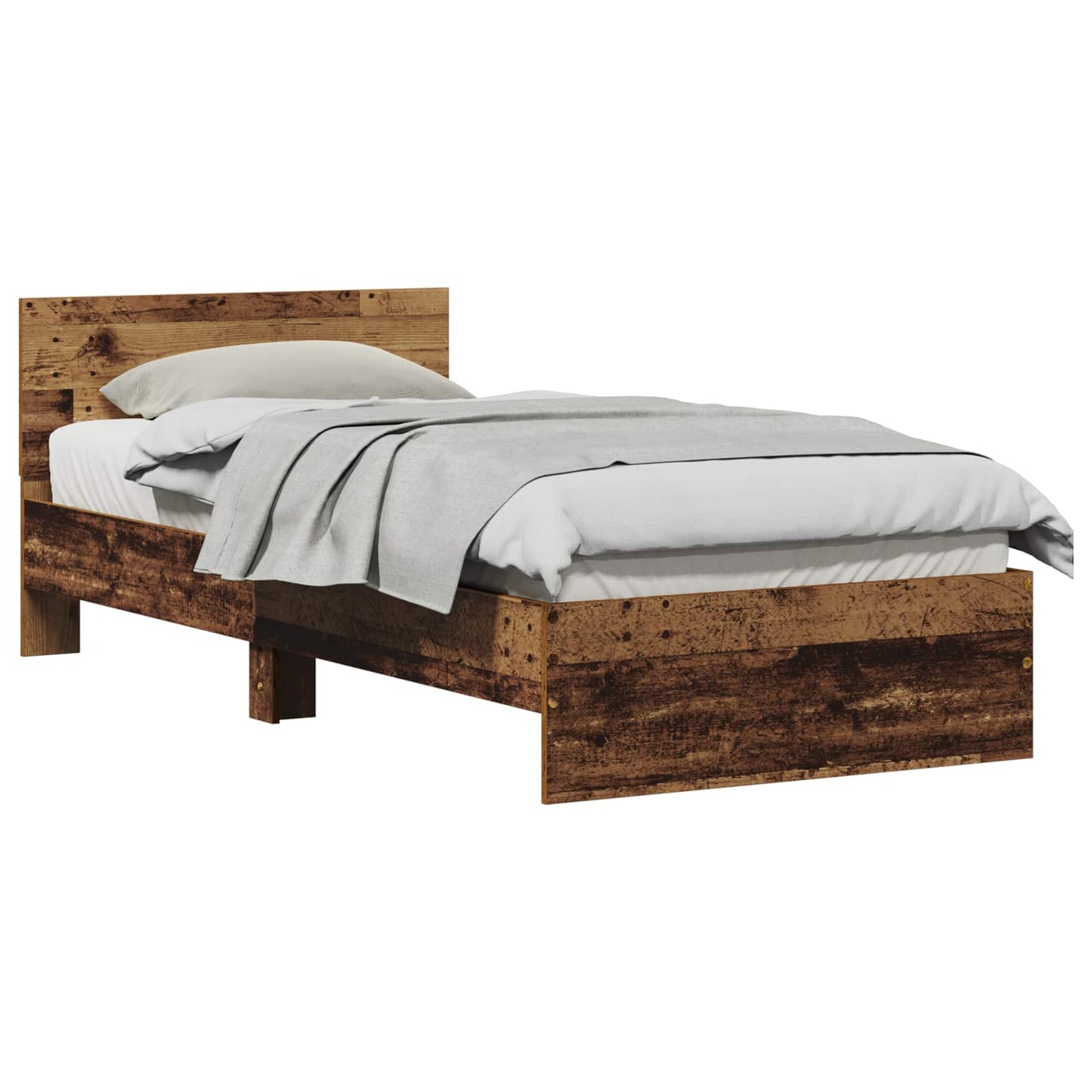 Bed Frame with Headboard Old Wood 75 x 190 cm Engineered Wood