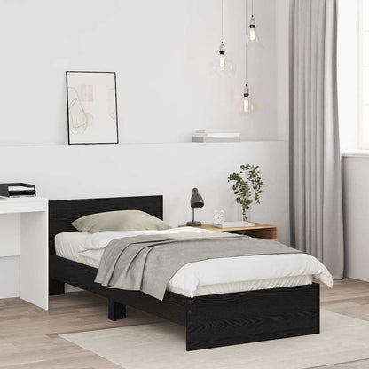 Bed Frame with Headboard Black Oak 75 x 190 cm Engineered Wood