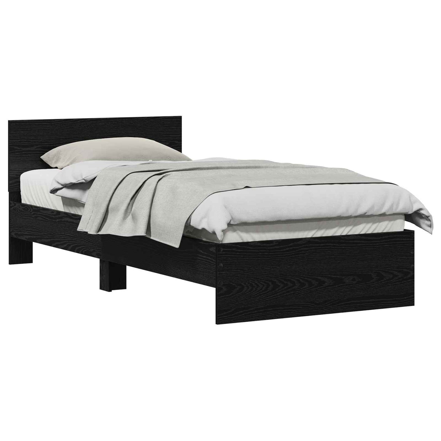 Bed Frame with Headboard Black Oak 75 x 190 cm Engineered Wood