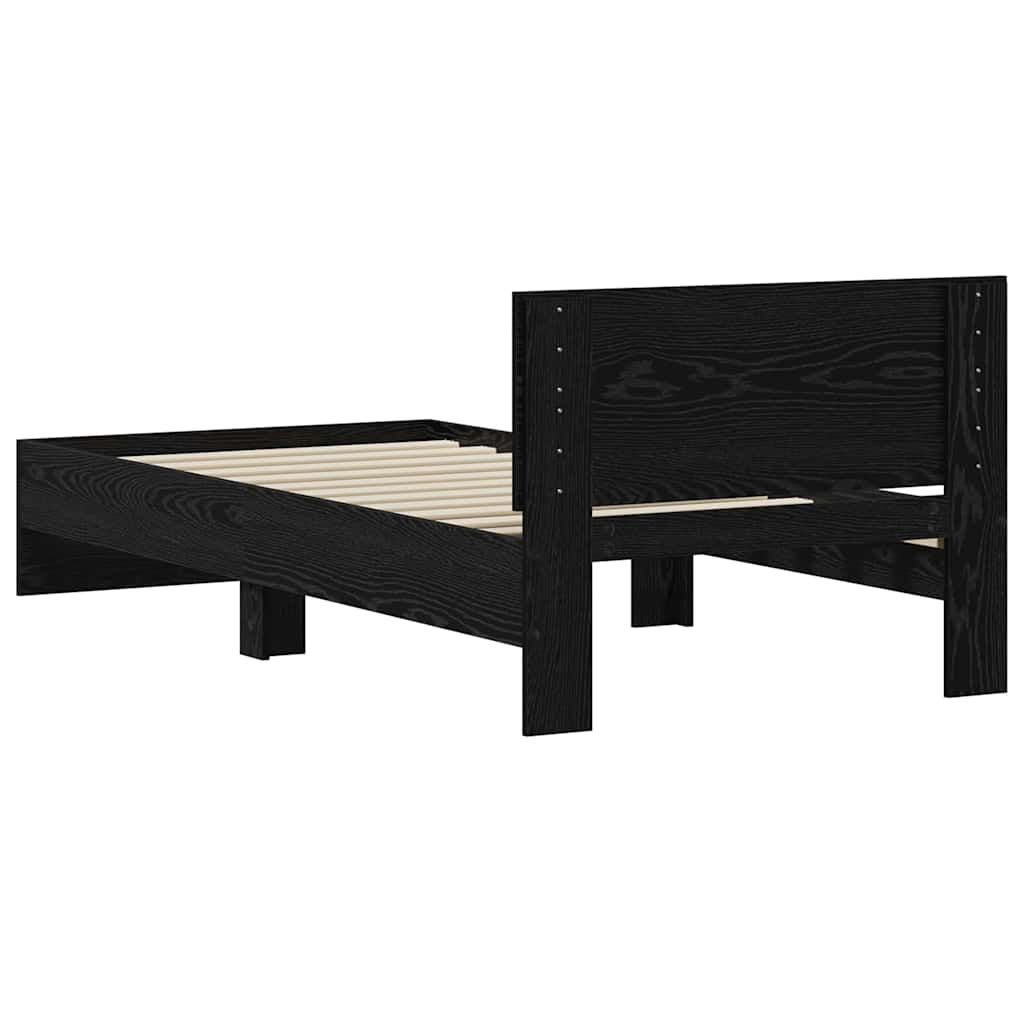 Bed Frame with Headboard Black Oak 75 x 190 cm Engineered Wood