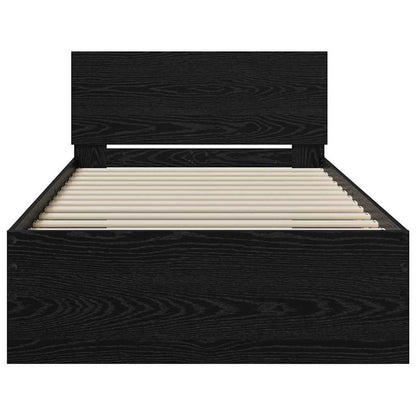 Bed Frame with Headboard Black Oak 75 x 190 cm Engineered Wood