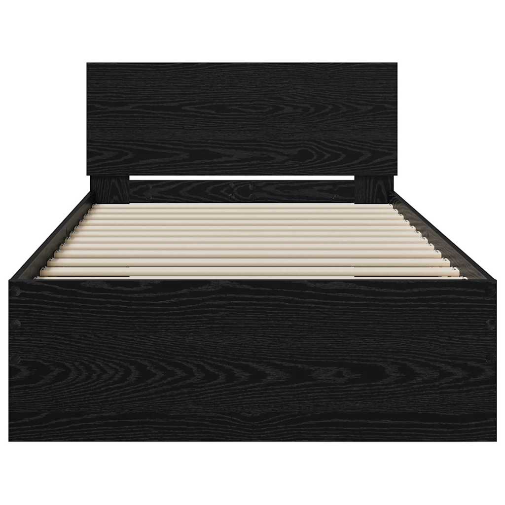Bed Frame with Headboard Black Oak 75 x 190 cm Engineered Wood
