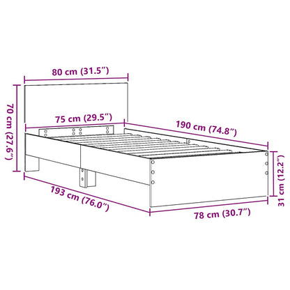 Bed Frame with Headboard Black Oak 75 x 190 cm Engineered Wood