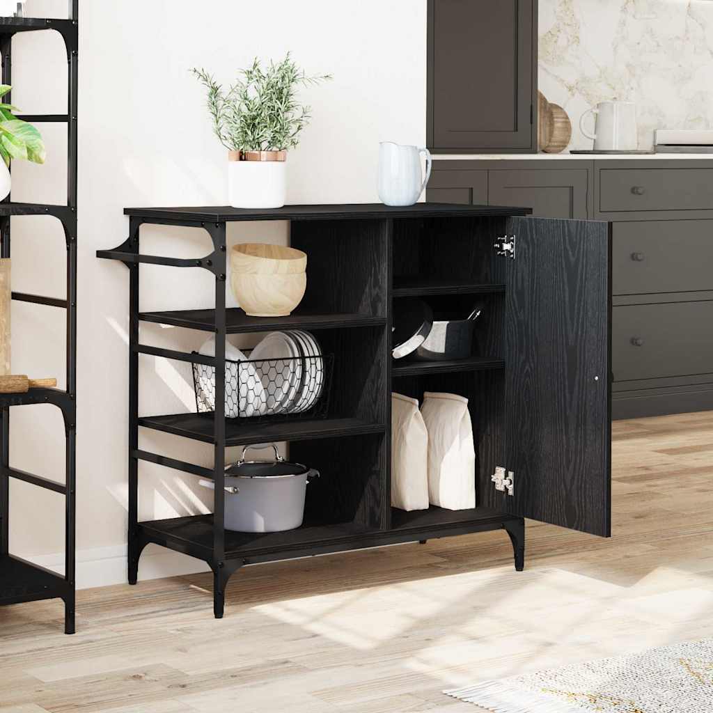 Kitchen Trolley Black Oak 87.5 x 39 x 84.5 cm Engineered Wood