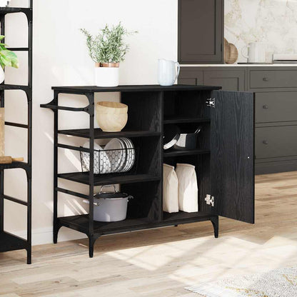 Kitchen Trolley Black Oak 87.5 x 39 x 84.5 cm Engineered Wood