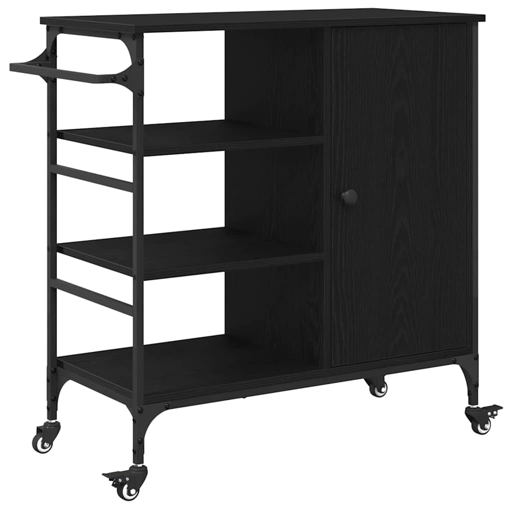 Kitchen Trolley Black Oak 87.5 x 39 x 84.5 cm Engineered Wood