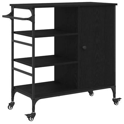 Kitchen Trolley Black Oak 87.5 x 39 x 84.5 cm Engineered Wood