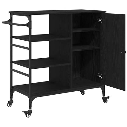 Kitchen Trolley Black Oak 87.5 x 39 x 84.5 cm Engineered Wood