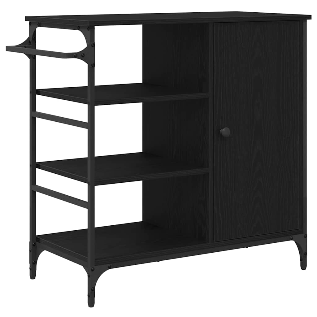 Kitchen Trolley Black Oak 87.5 x 39 x 84.5 cm Engineered Wood