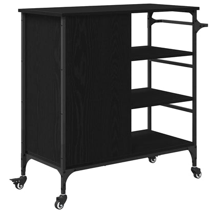 Kitchen Trolley Black Oak 87.5 x 39 x 84.5 cm Engineered Wood