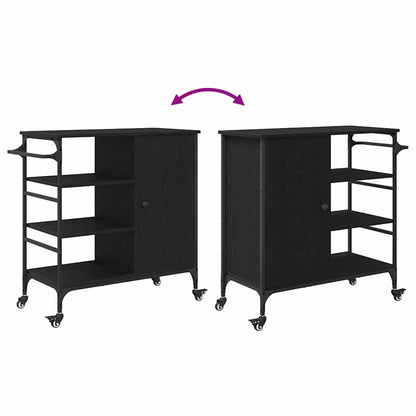Kitchen Trolley Black Oak 87.5 x 39 x 84.5 cm Engineered Wood
