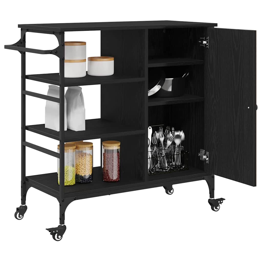 Kitchen Trolley Black Oak 87.5 x 39 x 84.5 cm Engineered Wood