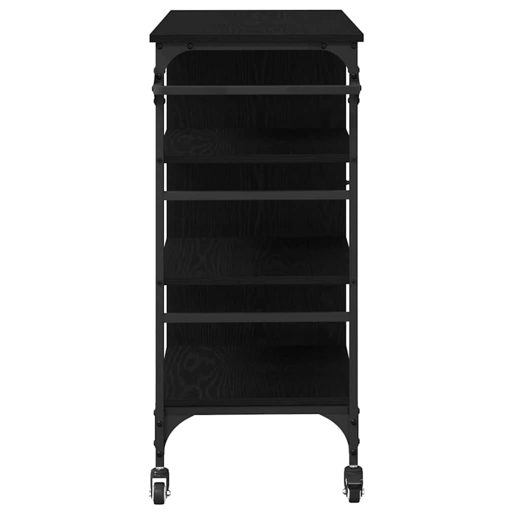 Kitchen Trolley Black Oak 87.5 x 39 x 84.5 cm Engineered Wood