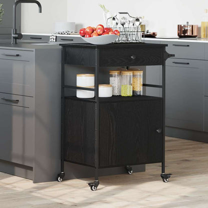 Kitchen Trolley Black Oak 56 x 43 x 89.5 cm Engineered Wood