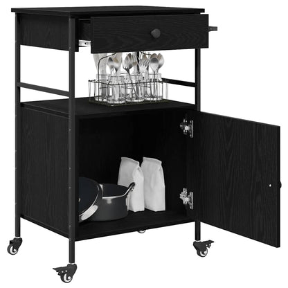Kitchen Trolley Black Oak 56 x 43 x 89.5 cm Engineered Wood
