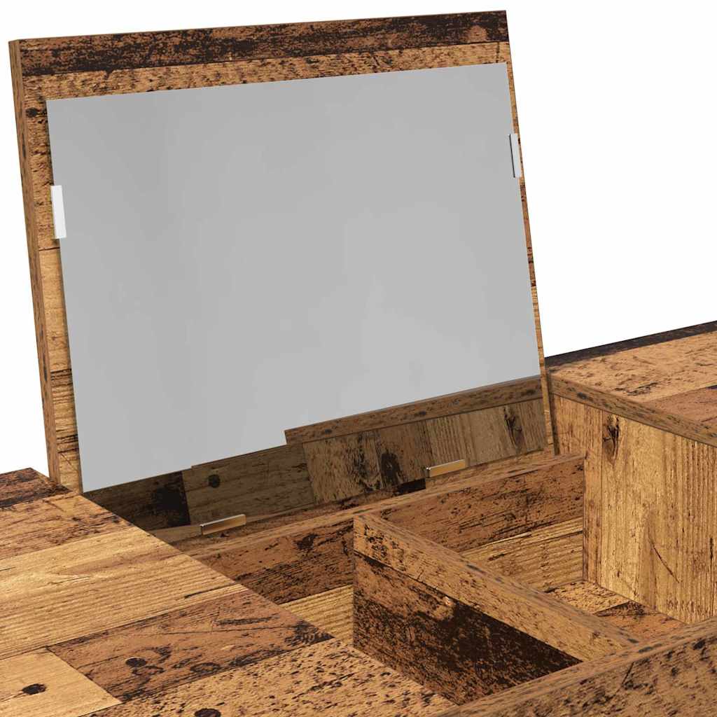 Cosmetic Table with Drawer with Mirror Old Wood 100 x 45 x76 cm