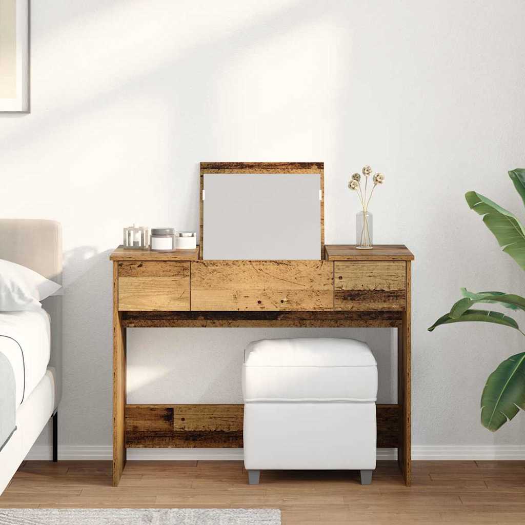 Cosmetic Table with Drawer with Mirror Old Wood 100 x 45 x76 cm