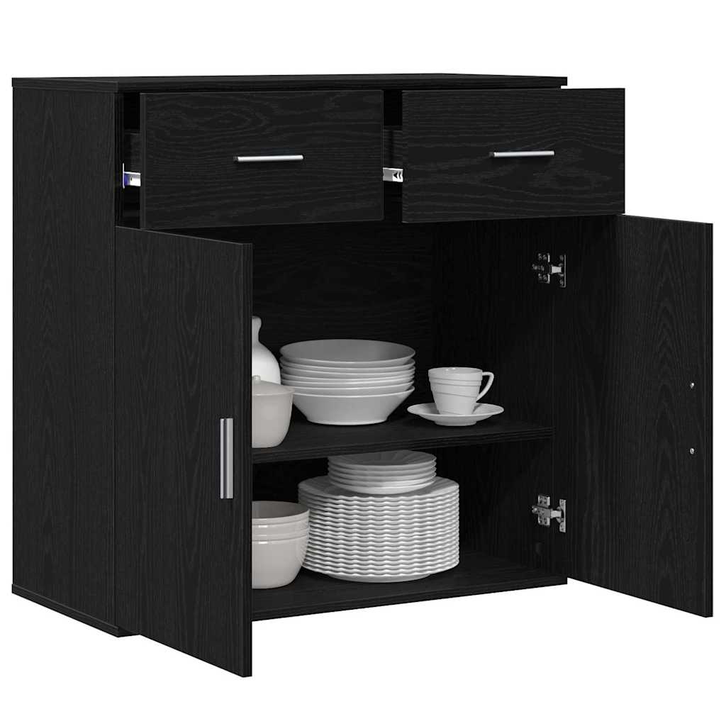Sideboard Black Oak 78 x 38 x 80 cm Engineered Wood