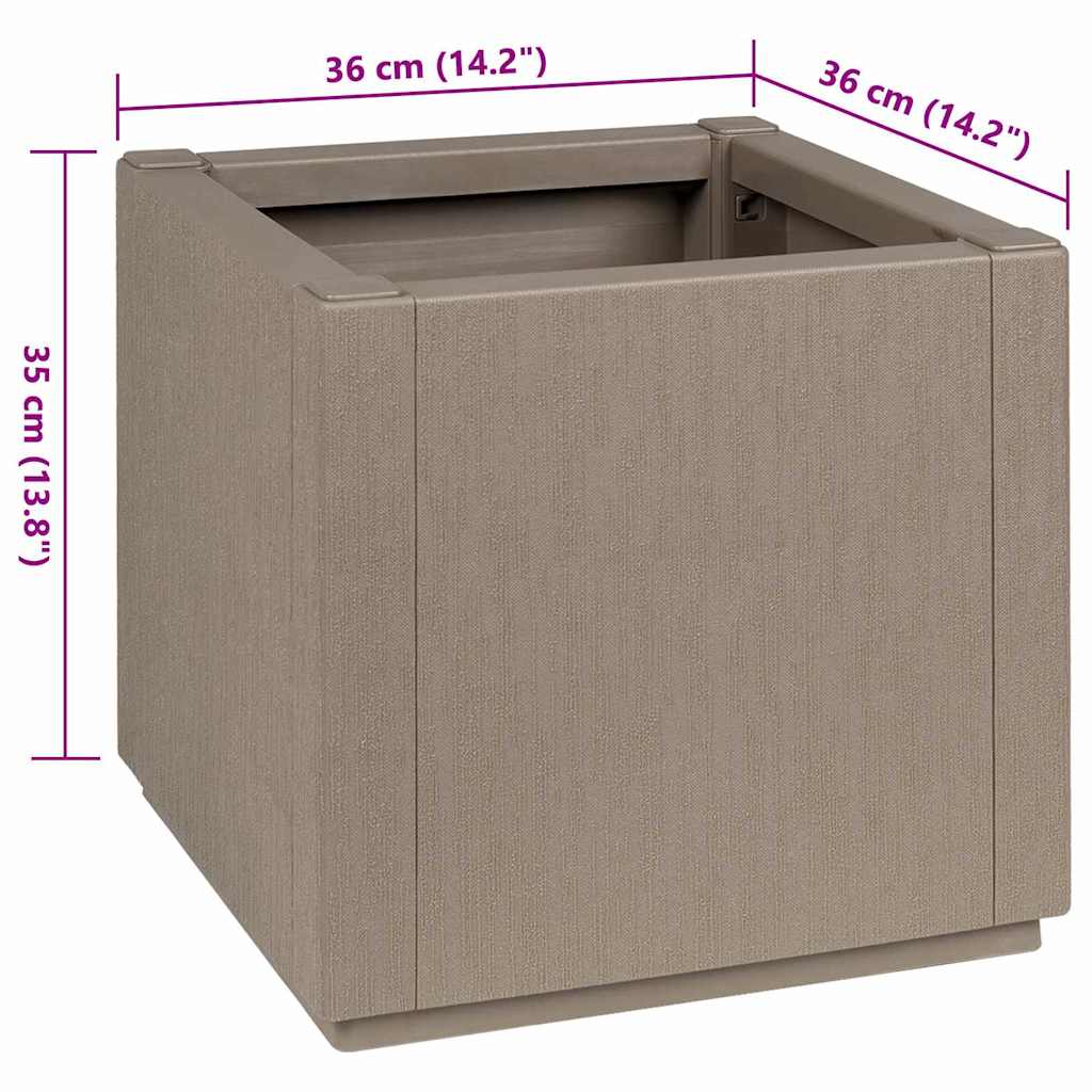 Garden Flower Box Light Brown 36 x 36 x 35 cm PP