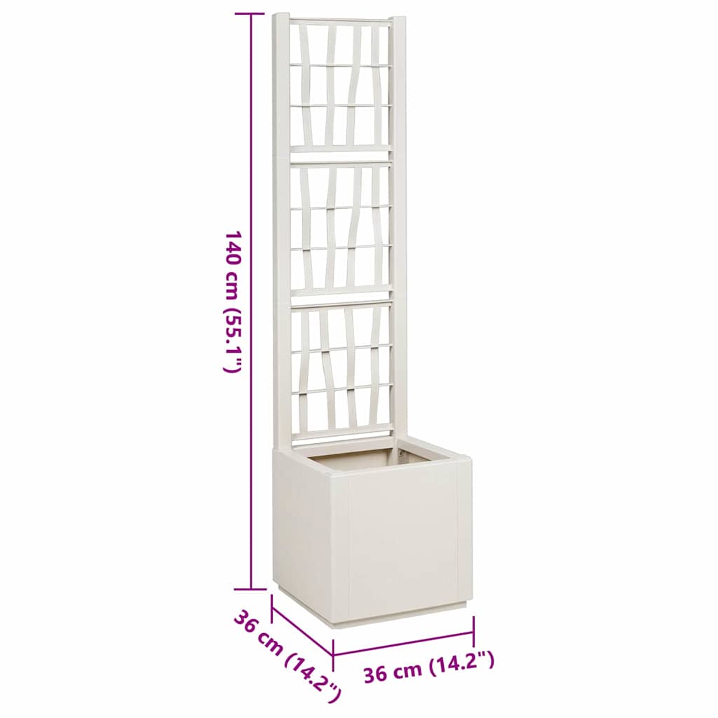 Flower Box White 36 x 36 x 140 cm Plastic
