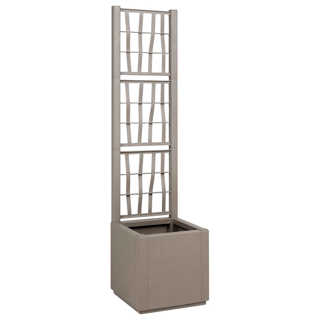 Garden Planter with Trellis Light Brown 36 x 36 x 140 cm PP
