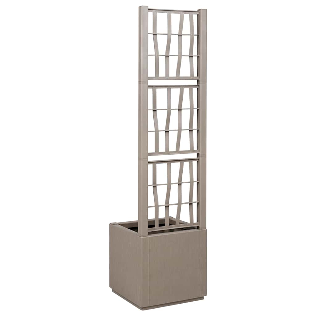 Garden Planter with Trellis Light Brown 36 x 36 x 140 cm PP