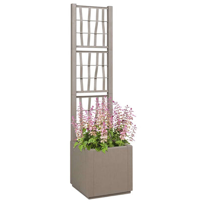 Garden Planter with Trellis Light Brown 36 x 36 x 140 cm PP