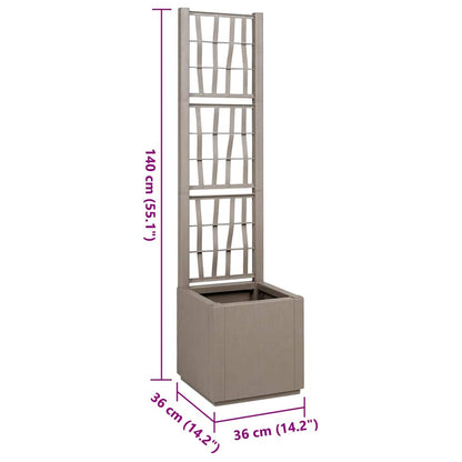 Garden Planter with Trellis Light Brown 36 x 36 x 140 cm PP