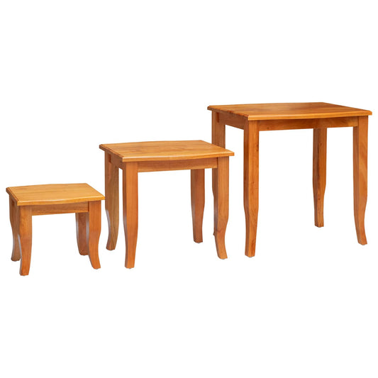 Nesting Side Tables 3 pcs Natural Solid Mahogany Wood