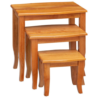 Nesting Side Tables 3 pcs Natural Solid Mahogany Wood