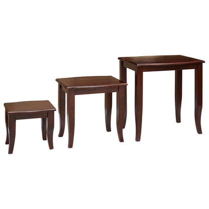 Nesting Side Tables 3 pcs Brown Solid Mahogany Wood