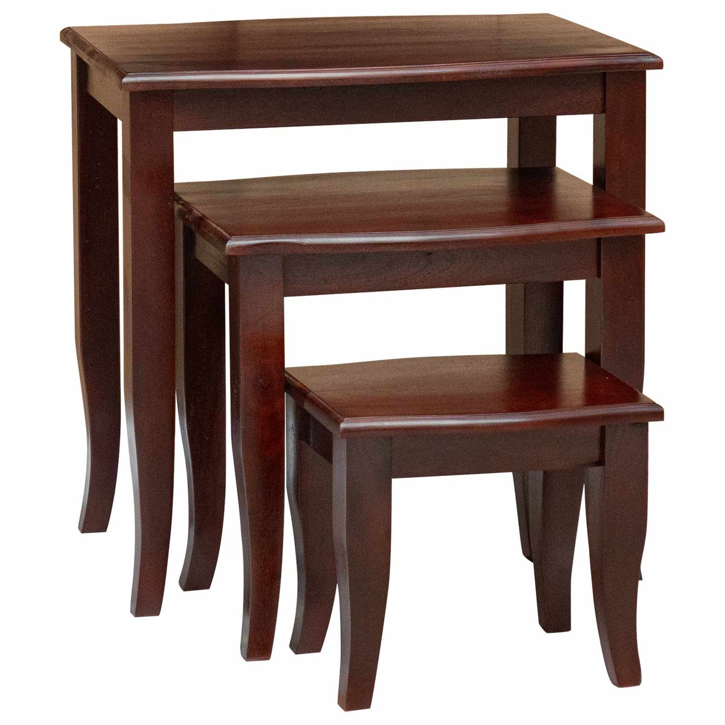 Nesting Side Tables 3 pcs Brown Solid Mahogany Wood
