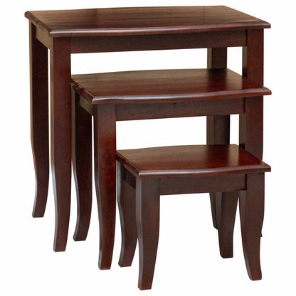 Nesting Side Tables 3 pcs Brown Solid Mahogany Wood