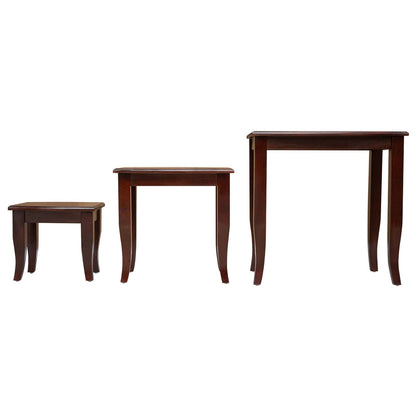 Nesting Side Tables 3 pcs Brown Solid Mahogany Wood