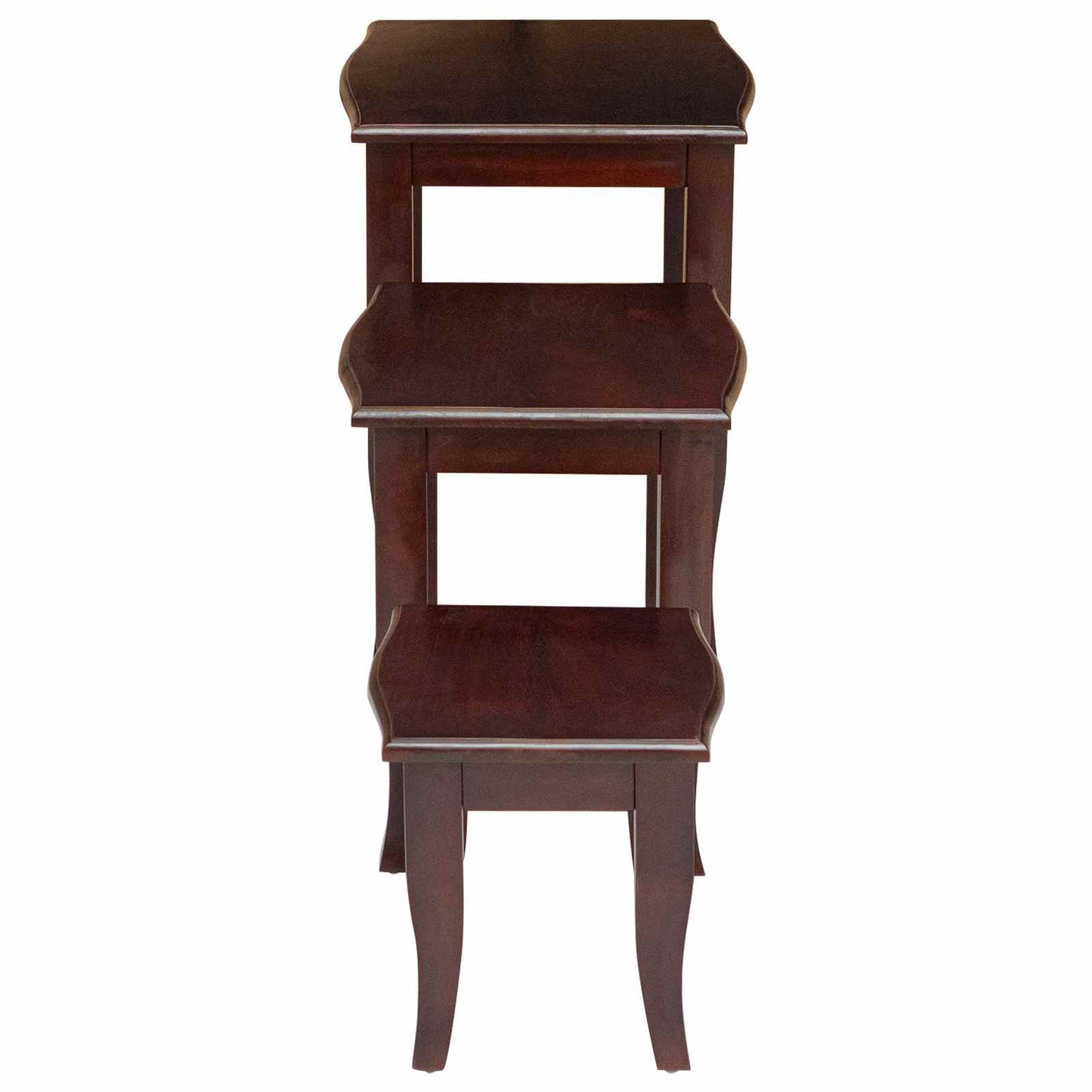 Nesting Side Tables 3 pcs Brown Solid Mahogany Wood