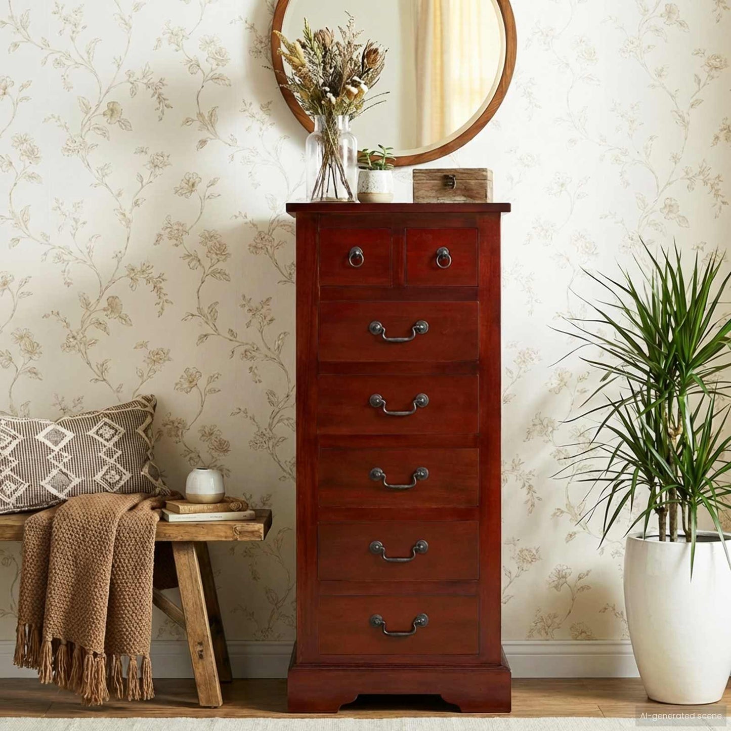 Chest of Drawers Brown 45 x 35 x 100.5 cm Solid Mahogany Wood