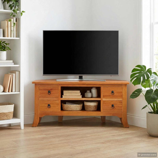 TV Cabinet Natural 100 x 40.5 x 46 cm Solid Mahogany Wood